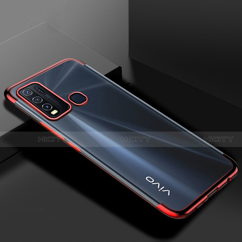 Coque Ultra Fine TPU Souple Housse Etui Transparente S01 pour Vivo Y50 Rouge Plus