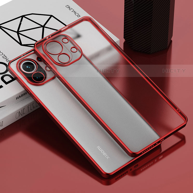 Coque Ultra Fine TPU Souple Housse Etui Transparente S01 pour Xiaomi Mi 11 Lite 5G NE Rouge Plus
