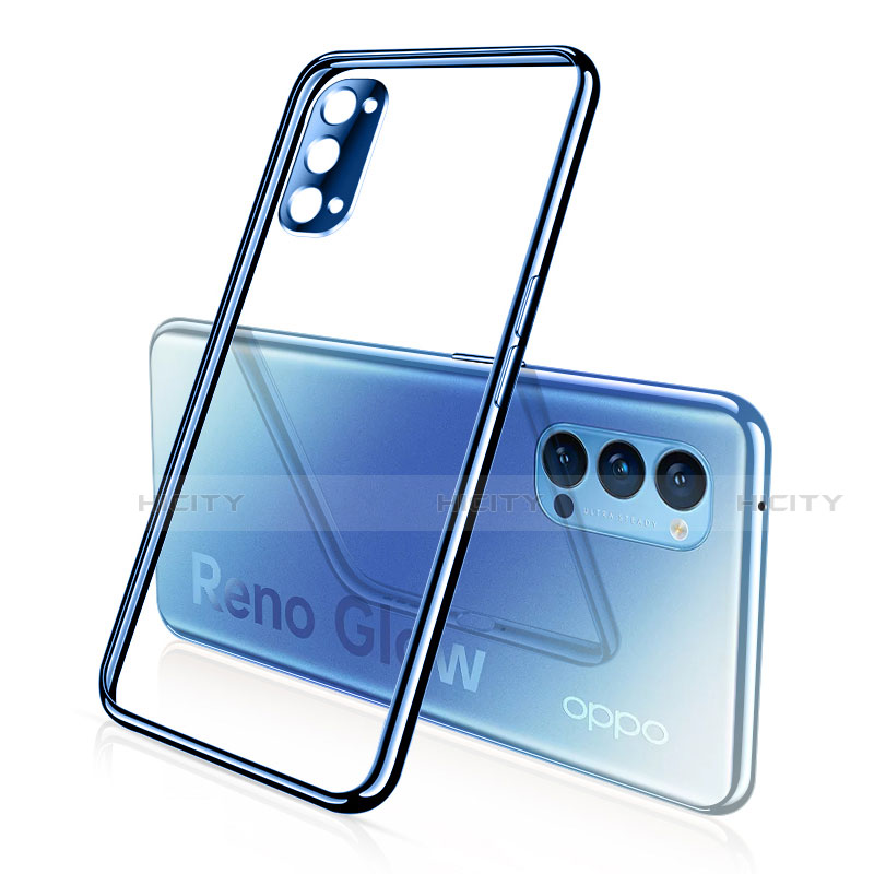 Coque Ultra Fine TPU Souple Housse Etui Transparente S02 pour Oppo Reno4 5G Bleu Plus