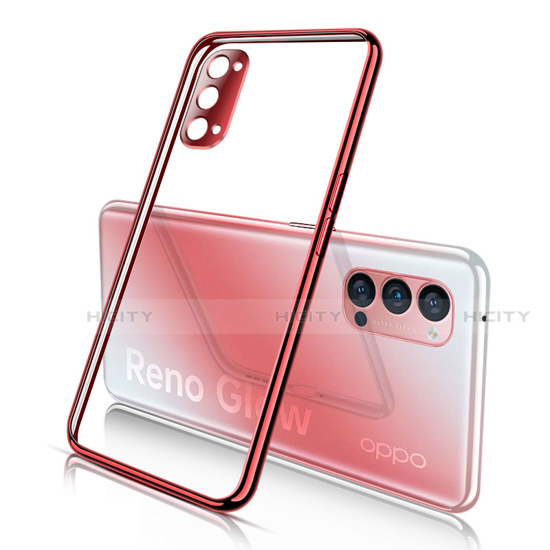 Coque Ultra Fine TPU Souple Housse Etui Transparente S02 pour Oppo Reno4 5G Rouge Plus