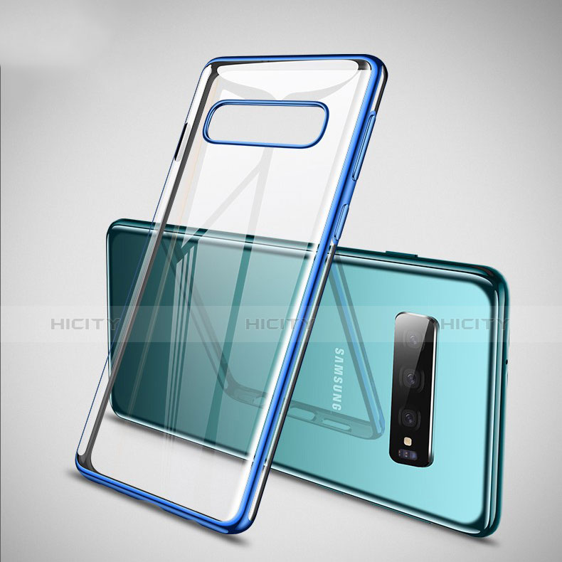 Coque Ultra Fine TPU Souple Housse Etui Transparente S02 pour Samsung Galaxy S10 Bleu Plus