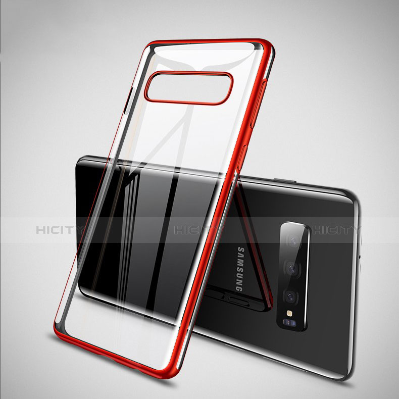 Coque Ultra Fine TPU Souple Housse Etui Transparente S02 pour Samsung Galaxy S10 Rouge Plus