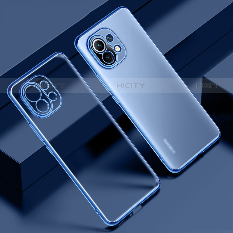 Coque Ultra Fine TPU Souple Housse Etui Transparente S02 pour Xiaomi Mi 11 Lite 5G NE Bleu Plus