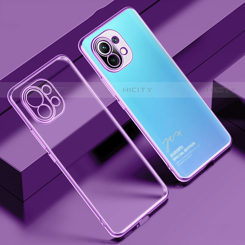 Coque Ultra Fine TPU Souple Housse Etui Transparente S02 pour Xiaomi Mi 11 Lite 5G NE Violet Plus