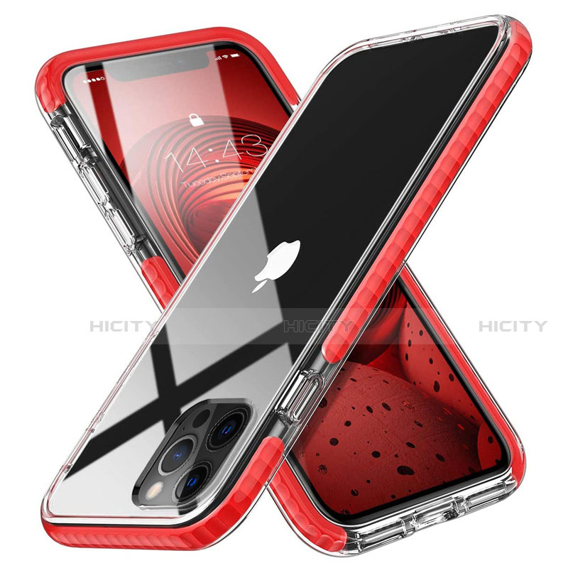 Coque Ultra Fine TPU Souple Housse Etui Transparente S03 pour Apple iPhone 12 Pro Max Rouge Plus