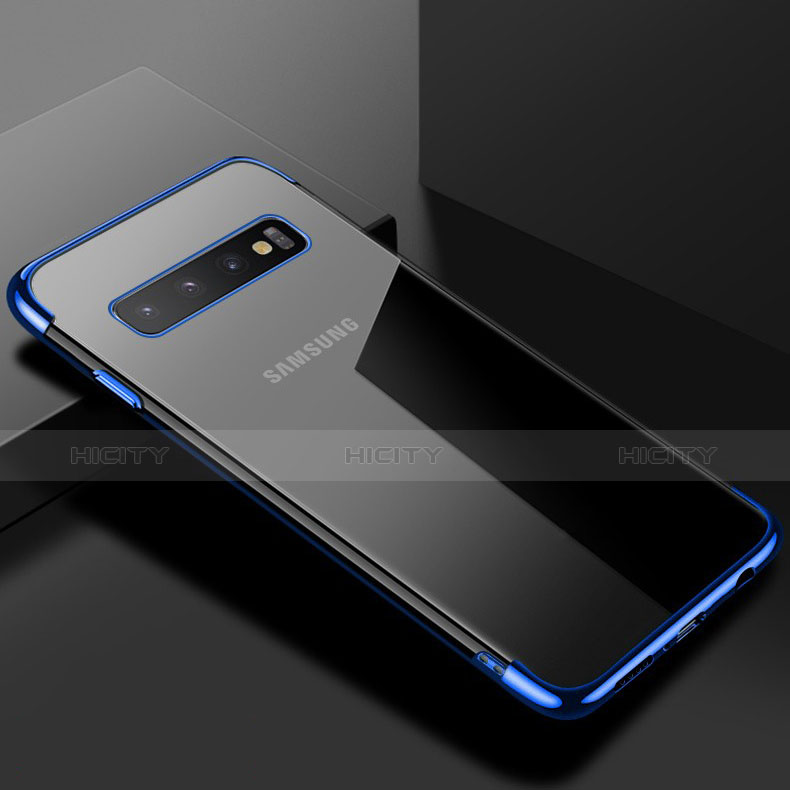 Coque Ultra Fine TPU Souple Housse Etui Transparente S03 pour Samsung Galaxy S10 Bleu Plus