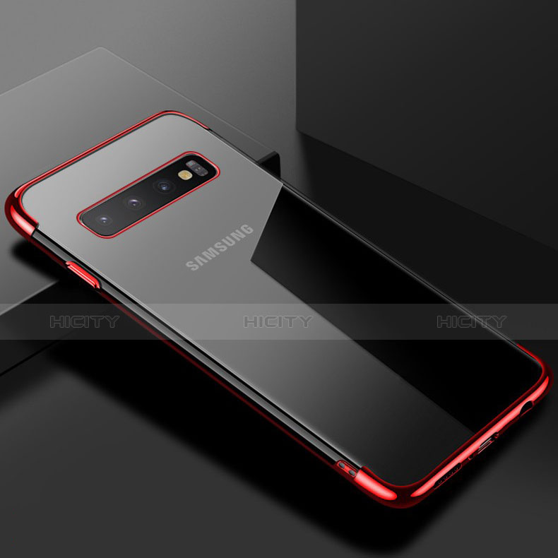 Coque Ultra Fine TPU Souple Housse Etui Transparente S03 pour Samsung Galaxy S10 Plus Rouge Plus