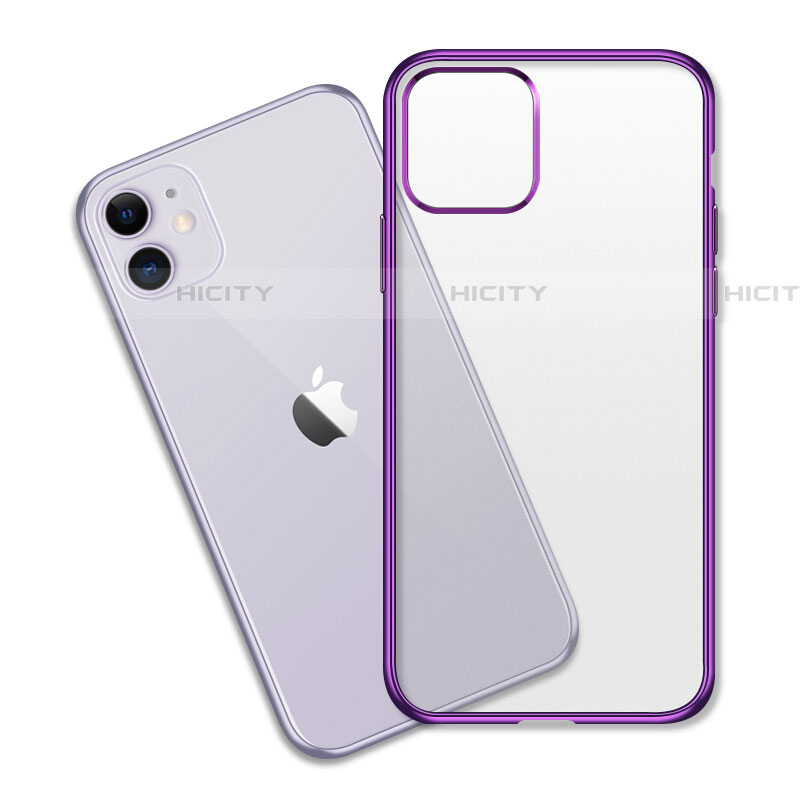 Coque Ultra Fine TPU Souple Housse Etui Transparente S04 pour Apple iPhone 11 Violet Plus