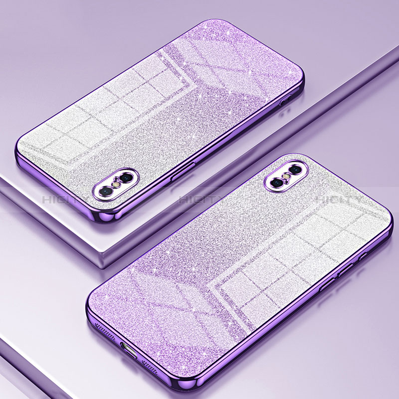 Coque Ultra Fine TPU Souple Housse Etui Transparente SY1 pour Apple iPhone Xs Violet Plus