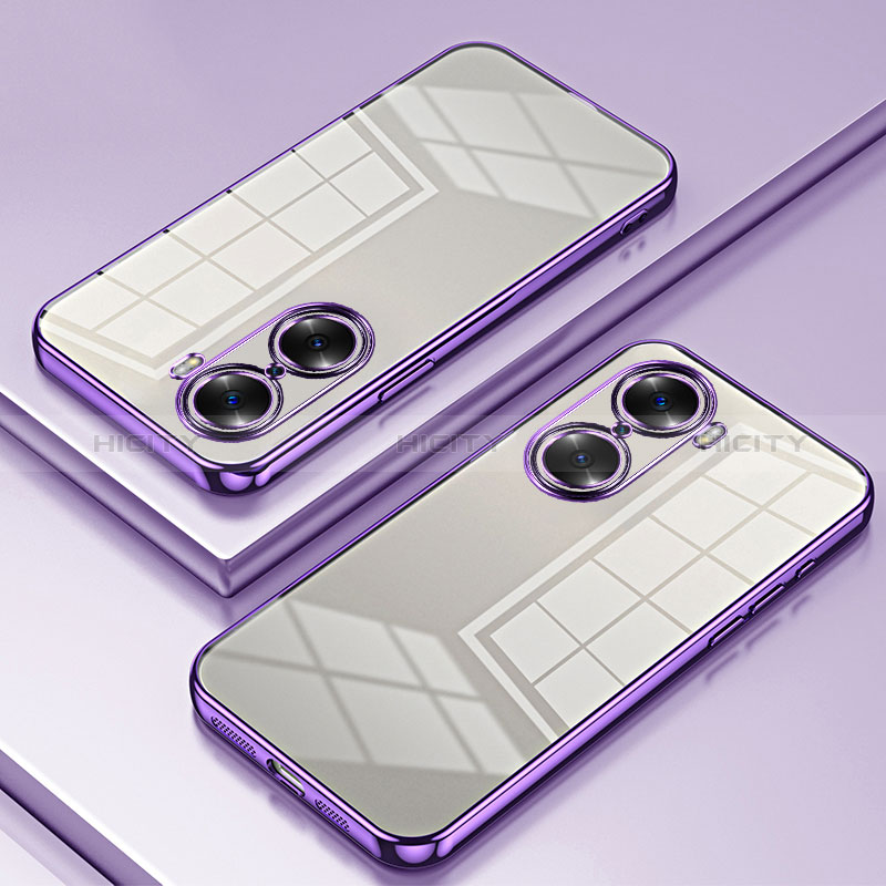 Coque Ultra Fine TPU Souple Housse Etui Transparente SY1 pour Huawei Honor 60 5G Violet Plus