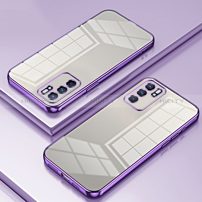 Coque Ultra Fine TPU Souple Housse Etui Transparente SY1 pour Oppo Reno6 5G Violet Plus