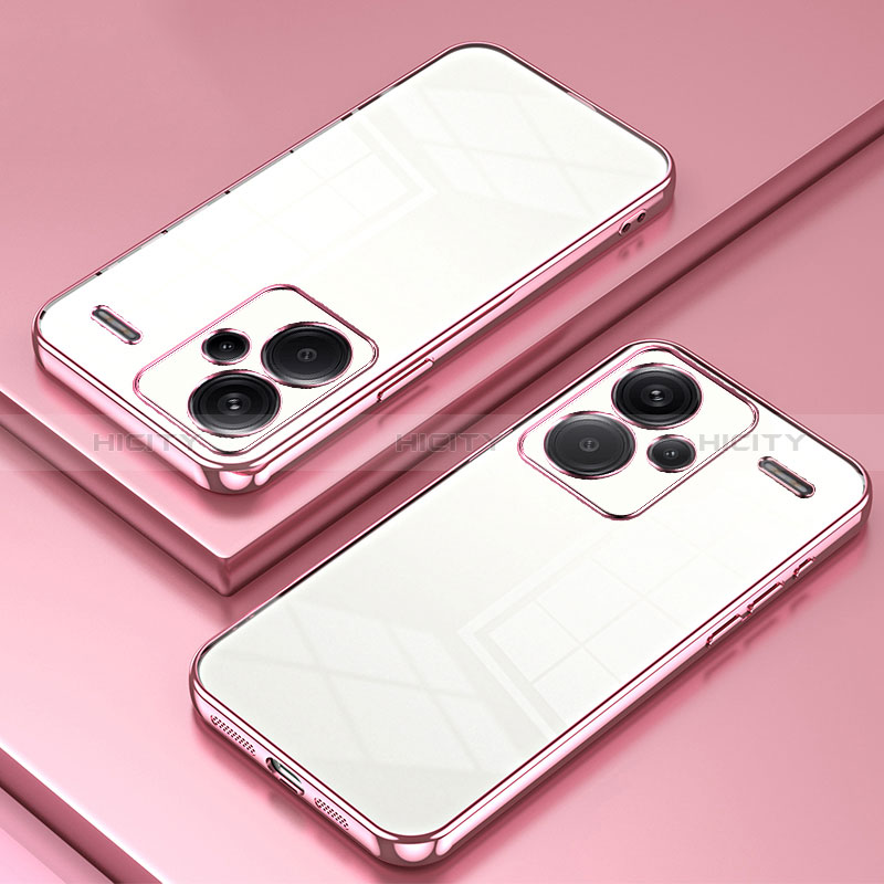 Coque Ultra Fine TPU Souple Housse Etui Transparente SY1 pour Xiaomi Redmi Note 13 Pro+ Plus 5G Or Rose Plus