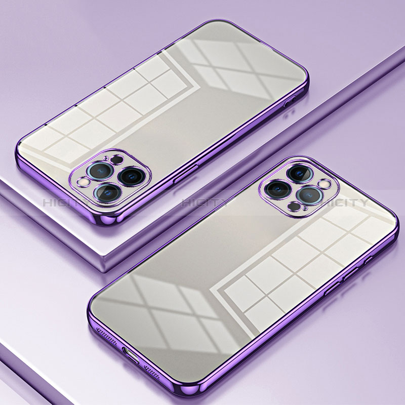 Coque Ultra Fine TPU Souple Housse Etui Transparente SY2 pour Apple iPhone 12 Pro Violet Plus