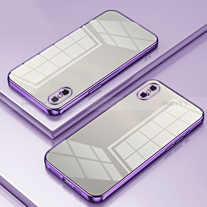 Coque Ultra Fine TPU Souple Housse Etui Transparente SY2 pour Apple iPhone Xs Violet Plus