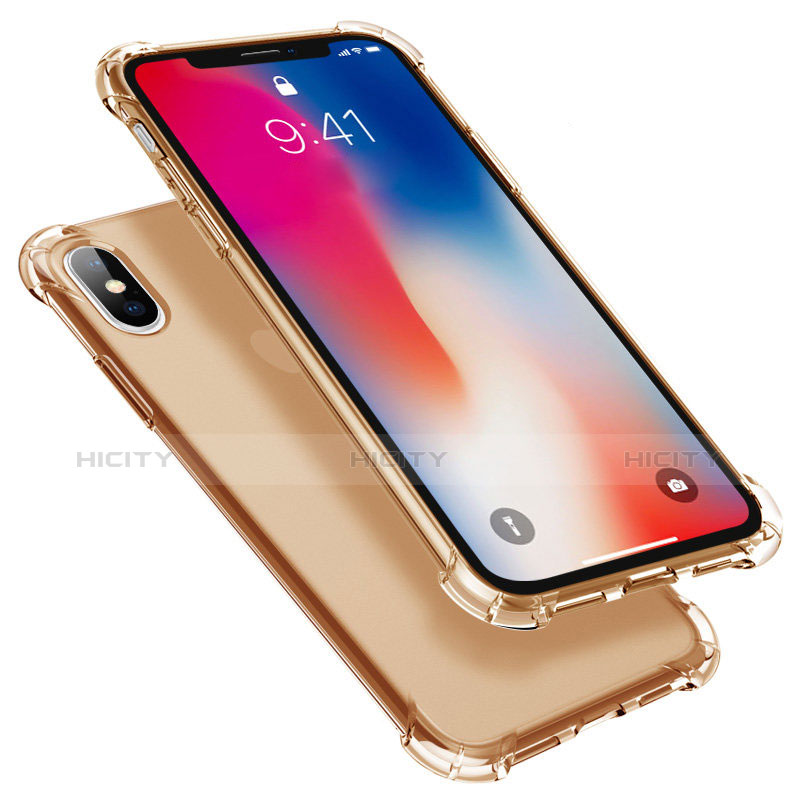 Coque Ultra Fine TPU Souple Housse Etui Transparente U01 pour Apple iPhone X Or Plus