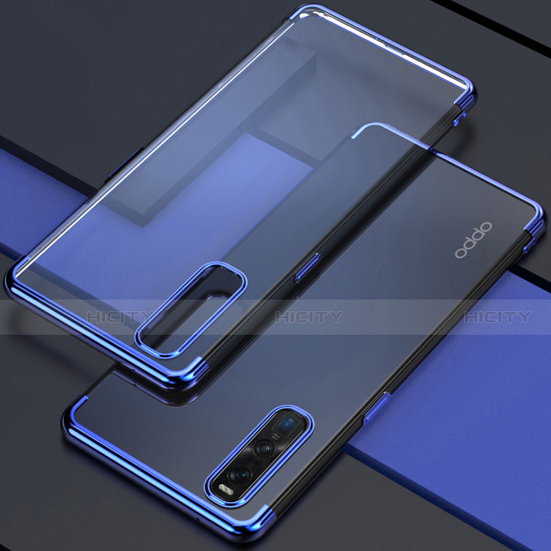 Coque Ultra Fine TPU Souple Housse Etui Transparente U01 pour Oppo Find X2 Pro Bleu Plus