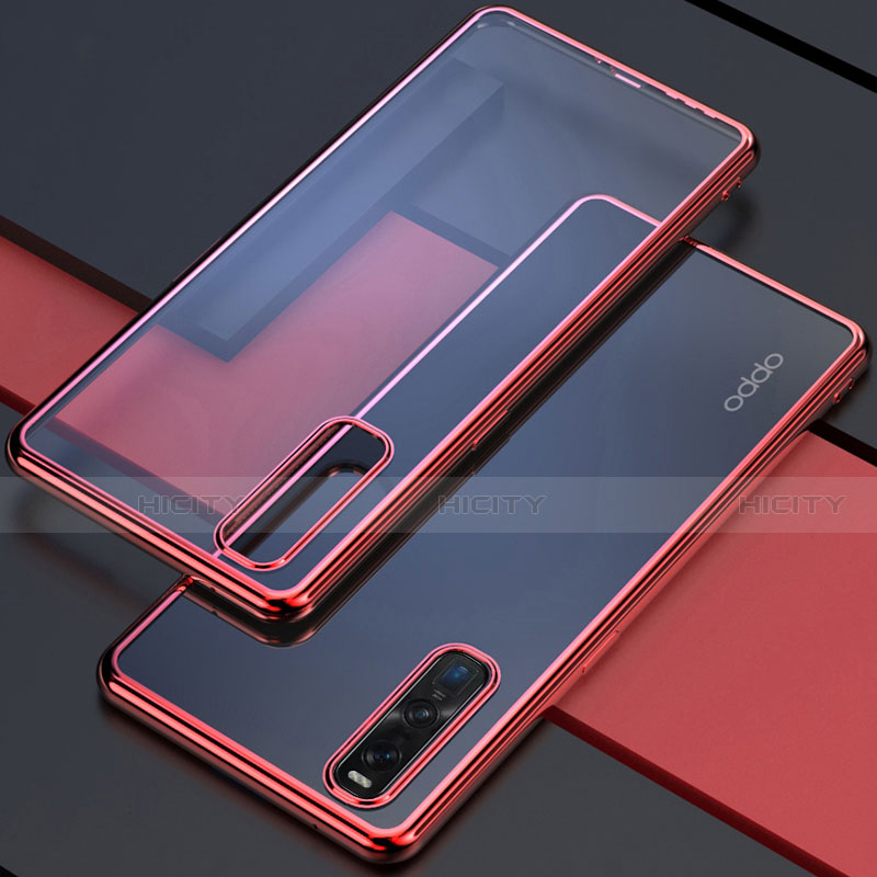 Coque Ultra Fine TPU Souple Housse Etui Transparente U01 pour Oppo Find X2 Pro Rouge Plus