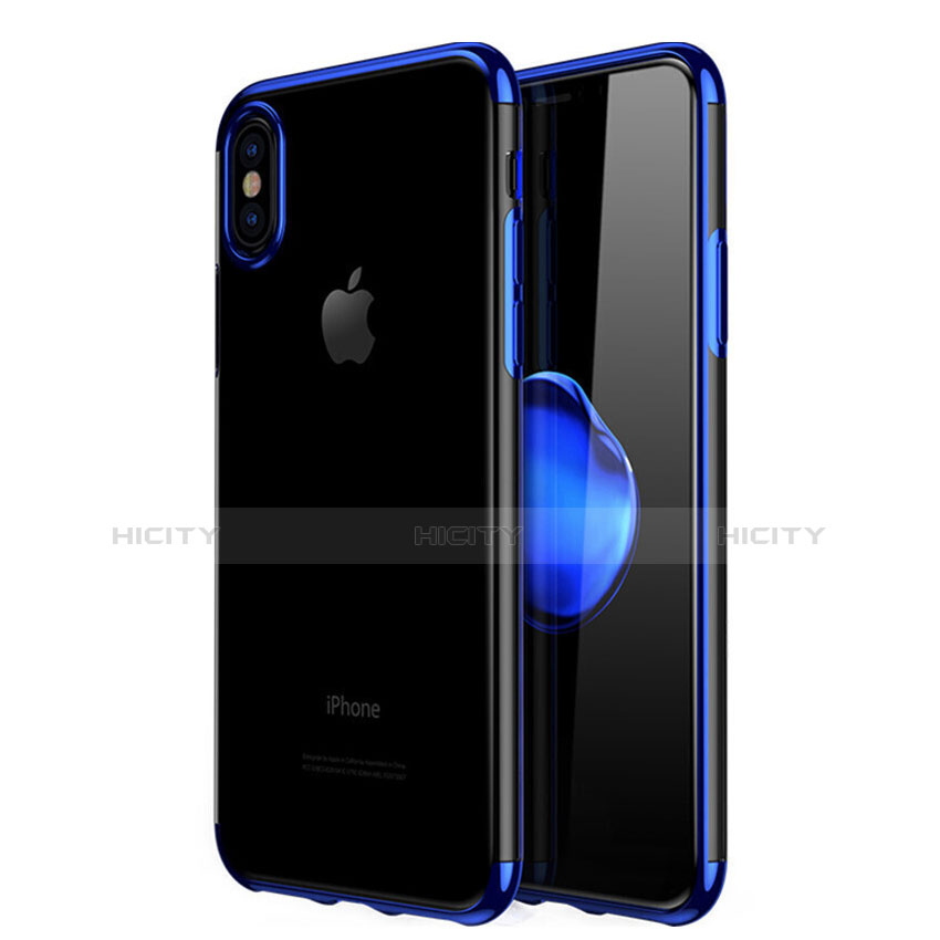 Coque Ultra Fine TPU Souple Housse Etui Transparente V02 pour Apple iPhone X Bleu Plus