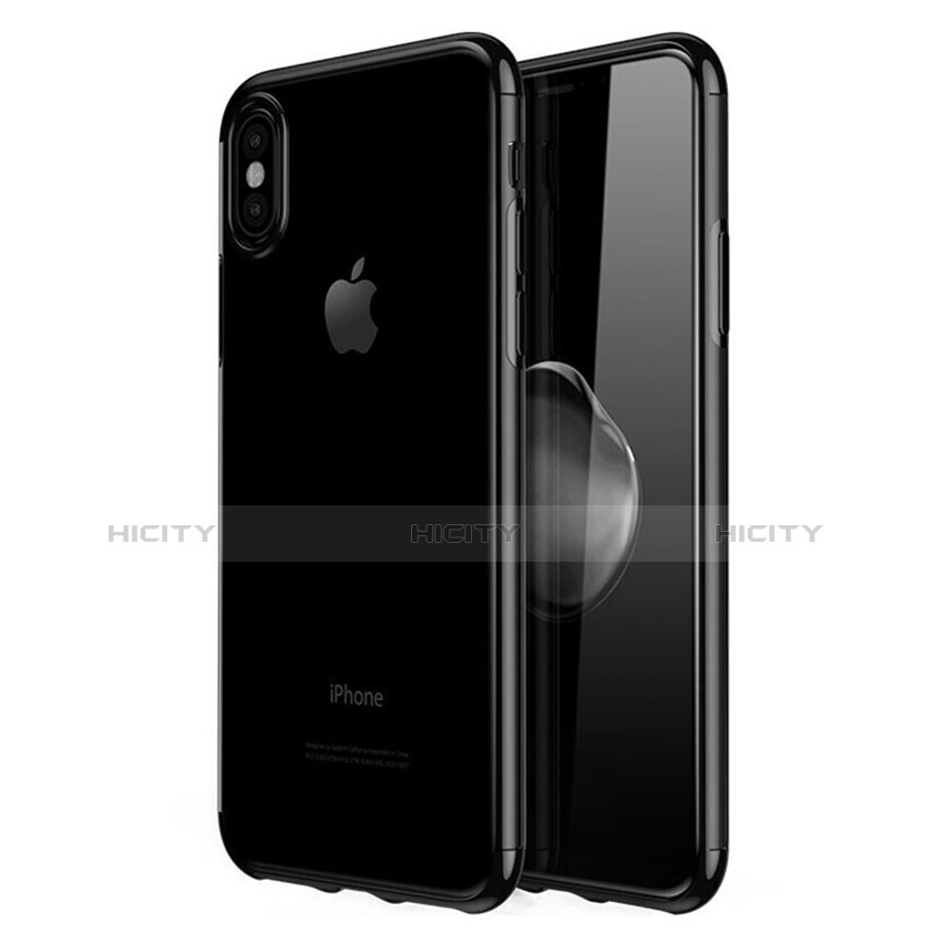 Coque Ultra Fine TPU Souple Housse Etui Transparente V02 pour Apple iPhone X Noir Plus