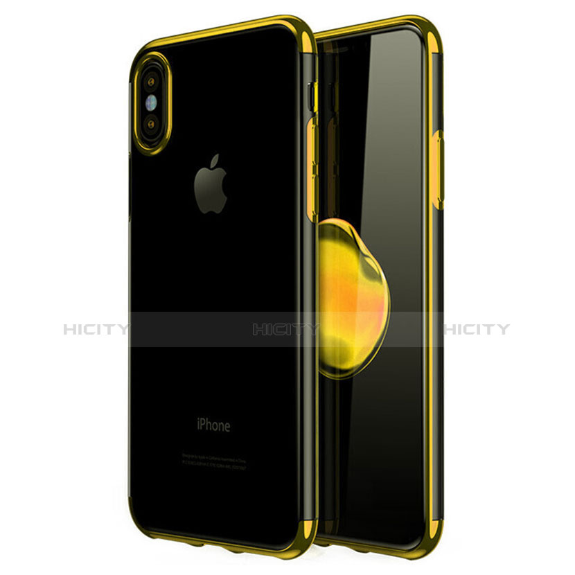 Coque Ultra Fine TPU Souple Housse Etui Transparente V02 pour Apple iPhone X Or Plus