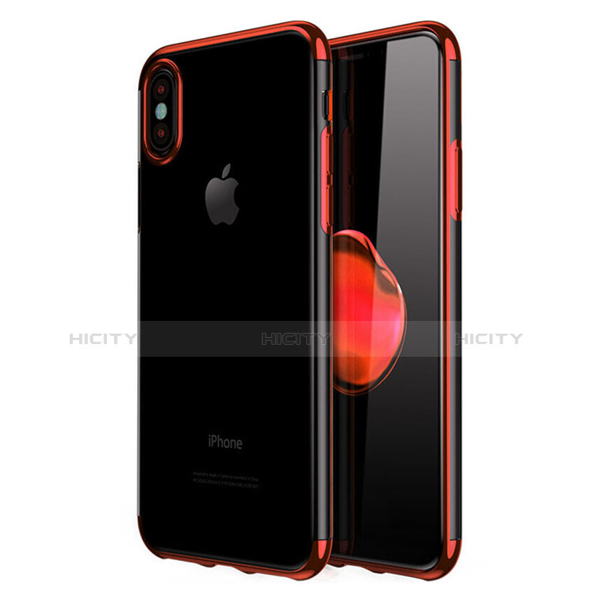 Coque Ultra Fine TPU Souple Housse Etui Transparente V02 pour Apple iPhone X Rouge Plus