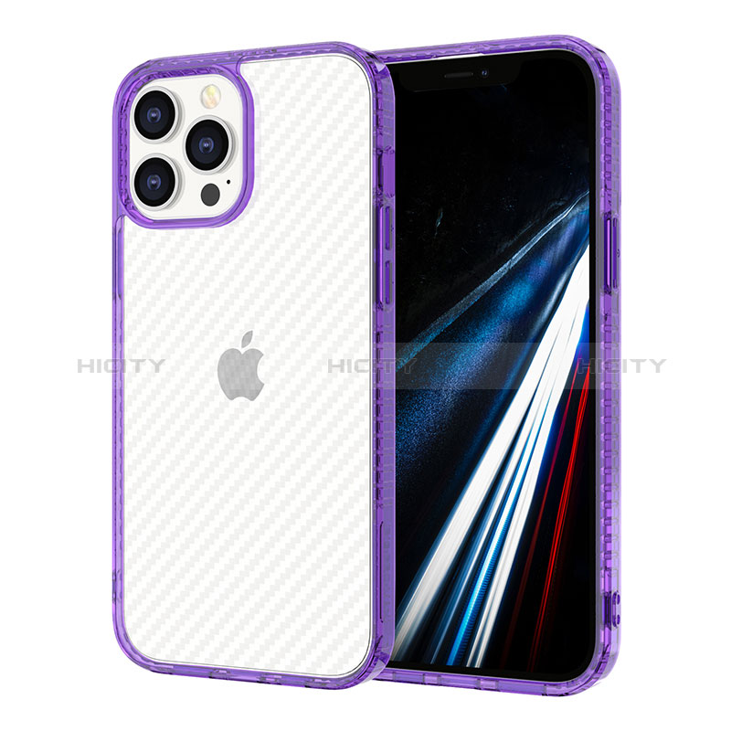 Coque Ultra Fine TPU Souple Housse Etui Transparente YJ1 pour Apple iPhone 12 Pro Max Violet Plus