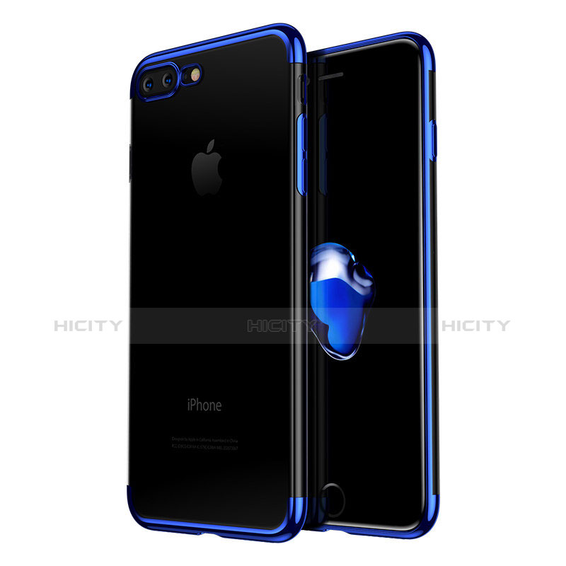 Coque Ultra Fine TPU Souple Transparente A04 pour Apple iPhone 8 Plus Bleu Plus