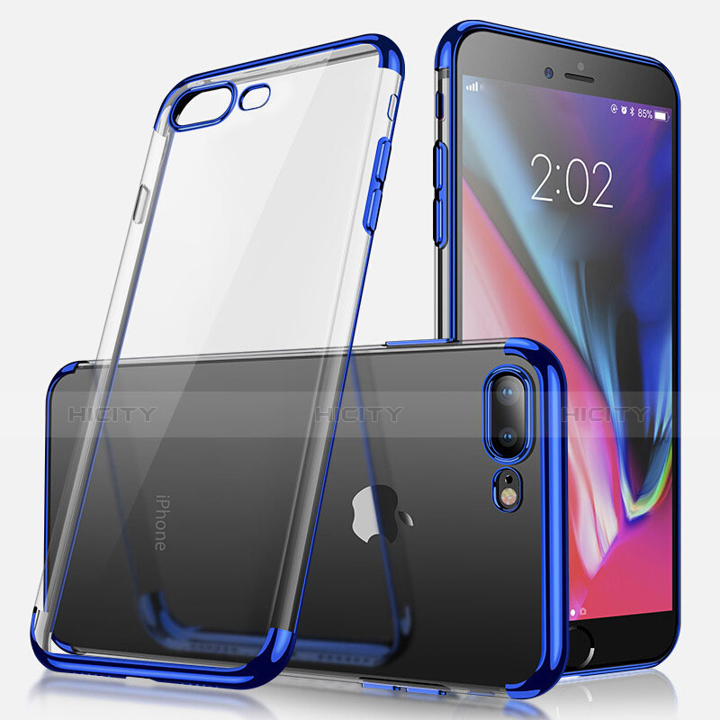 Coque Ultra Fine TPU Souple Transparente A04 pour Apple iPhone 8 Plus Bleu Plus