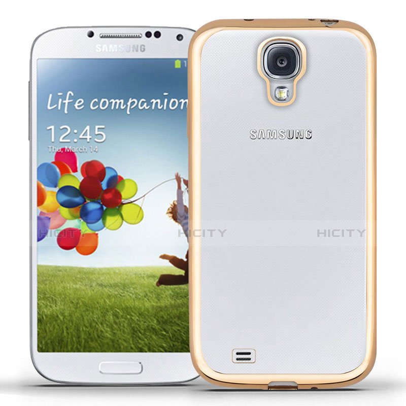 Coque Ultra Fine TPU Souple Transparente T02 pour Samsung Galaxy S4 i9500 i9505 Or Plus