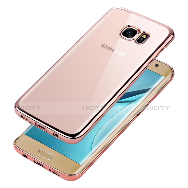 Coque Ultra Fine TPU Souple Transparente T06 pour Samsung Galaxy S7 Edge G935F Or Rose Plus