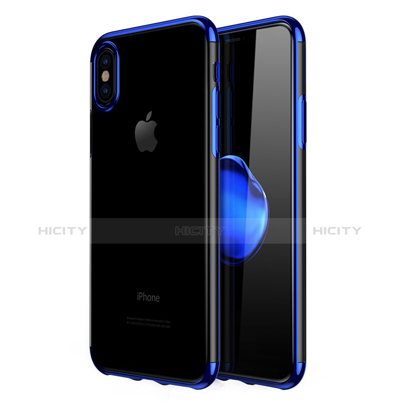 Coque Ultra Fine TPU Souple Transparente V07 pour Apple iPhone X Bleu Plus