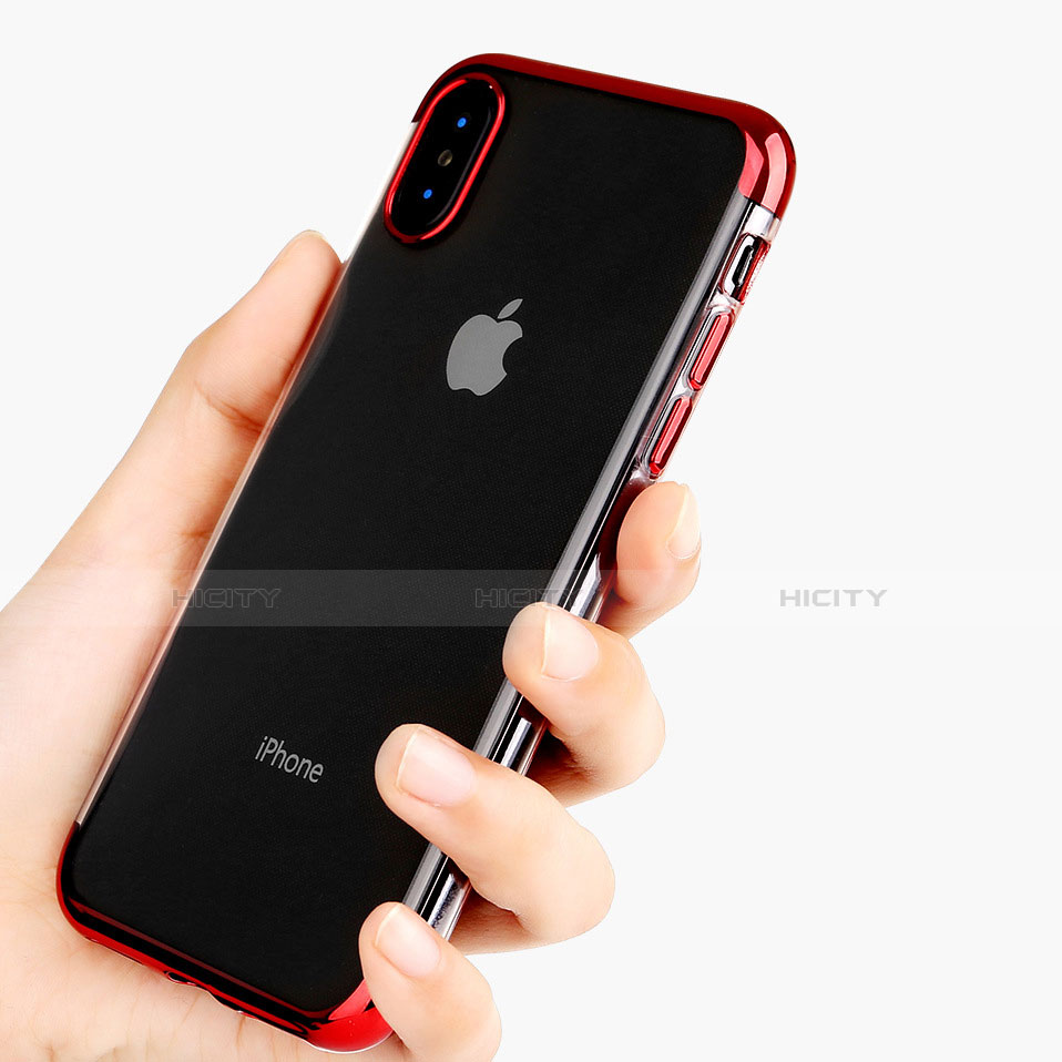 Coque Ultra Fine TPU Souple Transparente V11 pour Apple iPhone Xs Rouge Plus