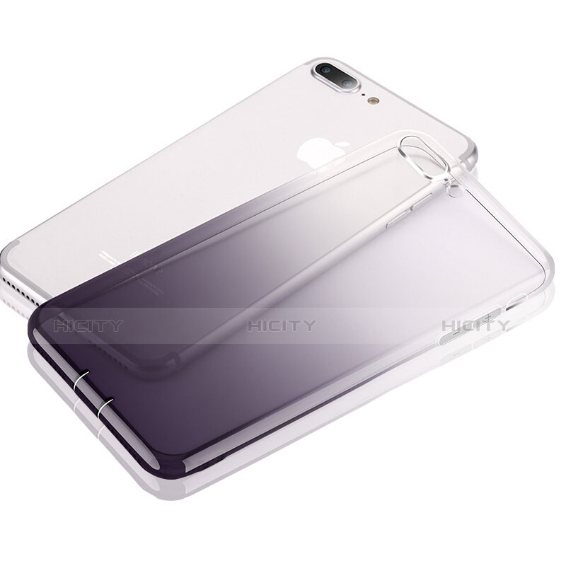 Coque Ultra Fine Transparente Souple Degrade et Support Bague Anneau pour Apple iPhone 7 Plus Gris Plus