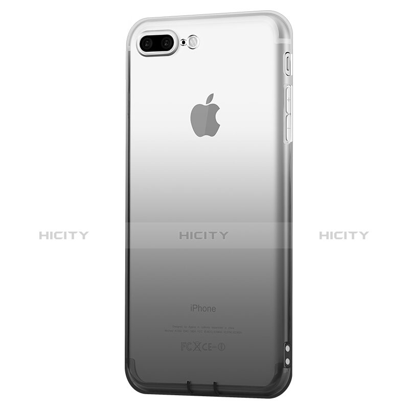 Coque Ultra Fine Transparente Souple Degrade et Support Bague Anneau pour Apple iPhone 7 Plus Gris Plus