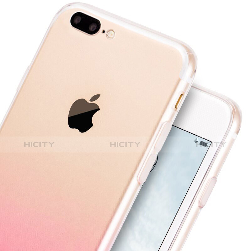 Coque Ultra Fine Transparente Souple Degrade et Support Bague Anneau pour Apple iPhone 7 Plus Rose Plus