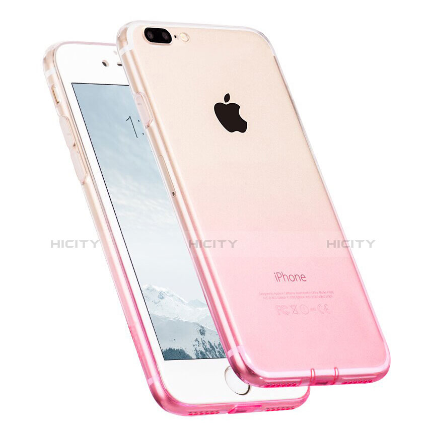 Coque Ultra Fine Transparente Souple Degrade et Support Bague Anneau pour Apple iPhone 7 Plus Rose Plus