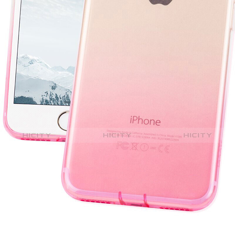 Coque Ultra Fine Transparente Souple Degrade et Support Bague Anneau pour Apple iPhone 7 Plus Rose Plus