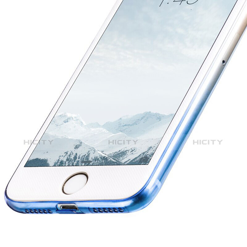 Coque Ultra Fine Transparente Souple Degrade et Support Bague Anneau pour Apple iPhone 8 Bleu Plus