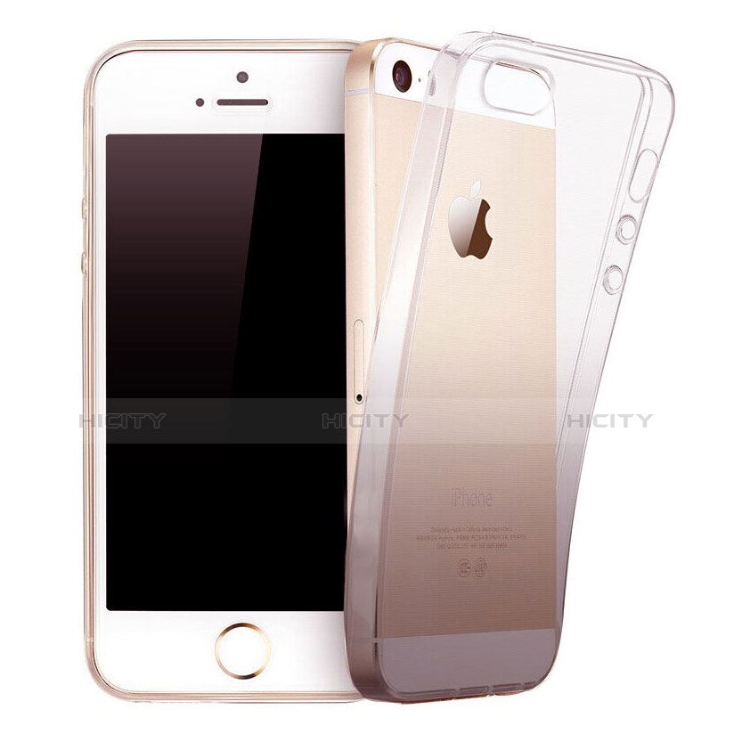 Coque Ultra Fine Transparente Souple Degrade pour Apple iPhone 5S Gris Plus