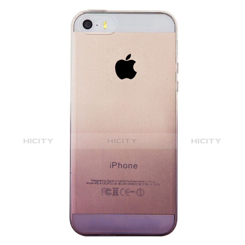 Coque Ultra Fine Transparente Souple Degrade pour Apple iPhone 5S Gris Plus