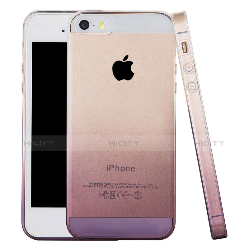 Coque Ultra Fine Transparente Souple Degrade pour Apple iPhone 5S Gris Plus