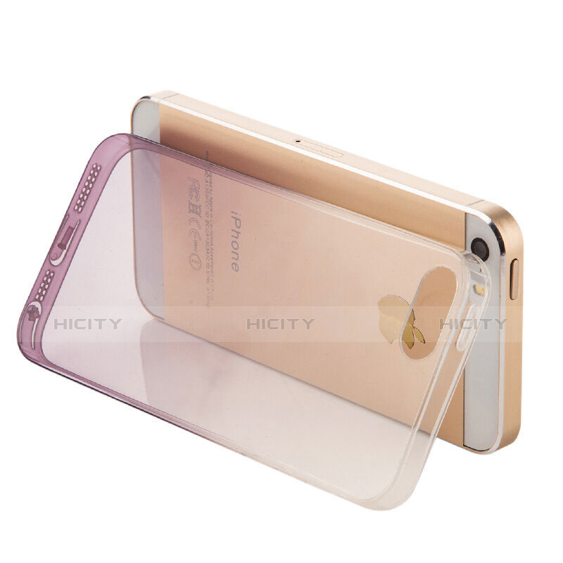 Coque Ultra Fine Transparente Souple Degrade pour Apple iPhone 5S Gris Plus