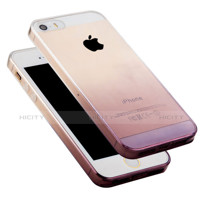 Coque Ultra Fine Transparente Souple Degrade pour Apple iPhone 5S Gris Plus