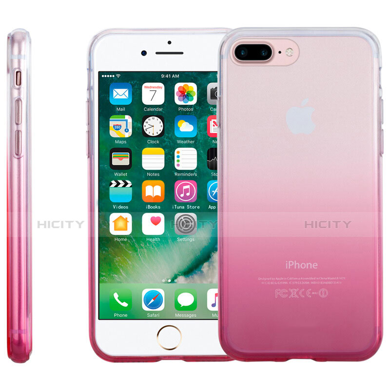 Coque Ultra Fine Transparente Souple Degrade pour Apple iPhone 7 Plus Rose Plus