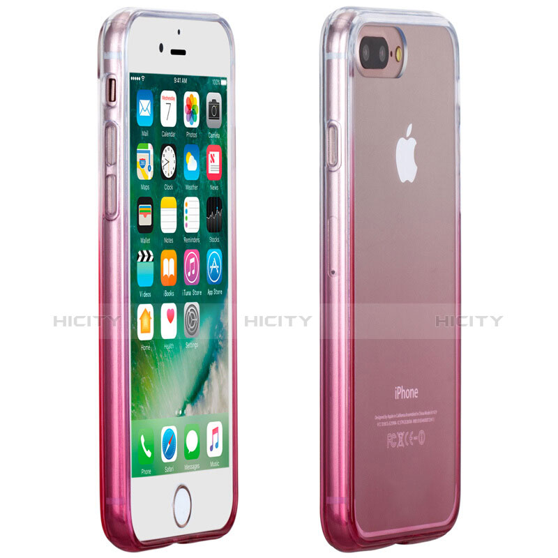 Coque Ultra Fine Transparente Souple Degrade pour Apple iPhone 7 Plus Rose Plus