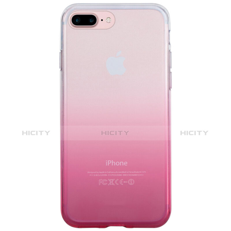 Coque Ultra Fine Transparente Souple Degrade pour Apple iPhone 7 Plus Rose Plus