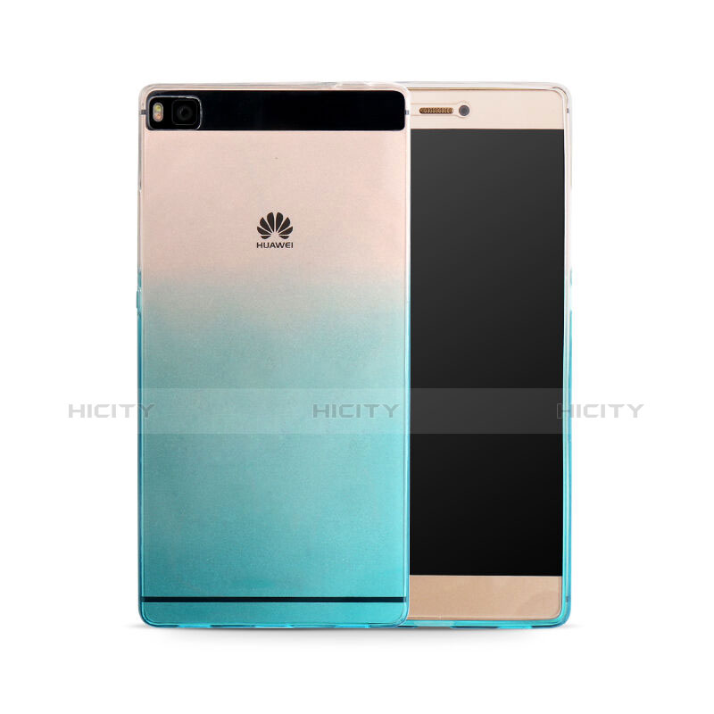 Coque Ultra Fine Transparente Souple Degrade pour Huawei P8 Bleu Plus