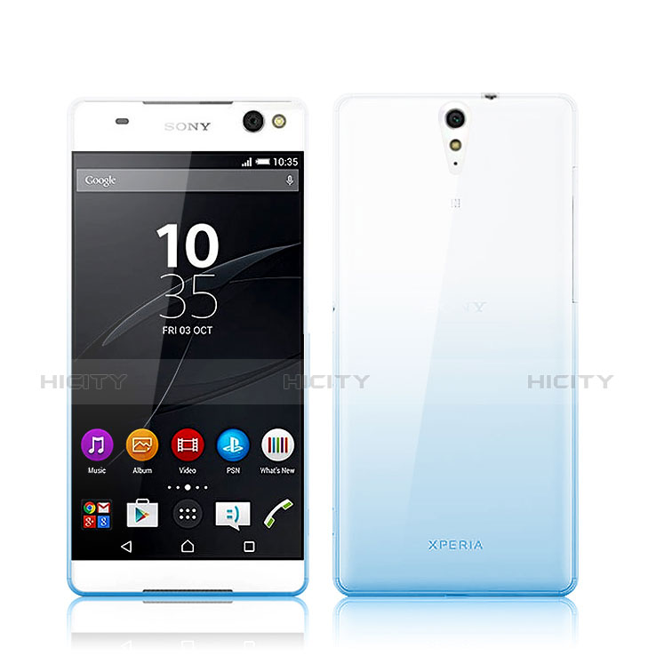 Coque Ultra Fine Transparente Souple Degrade pour Sony Xperia C5 Ultra Bleu Plus