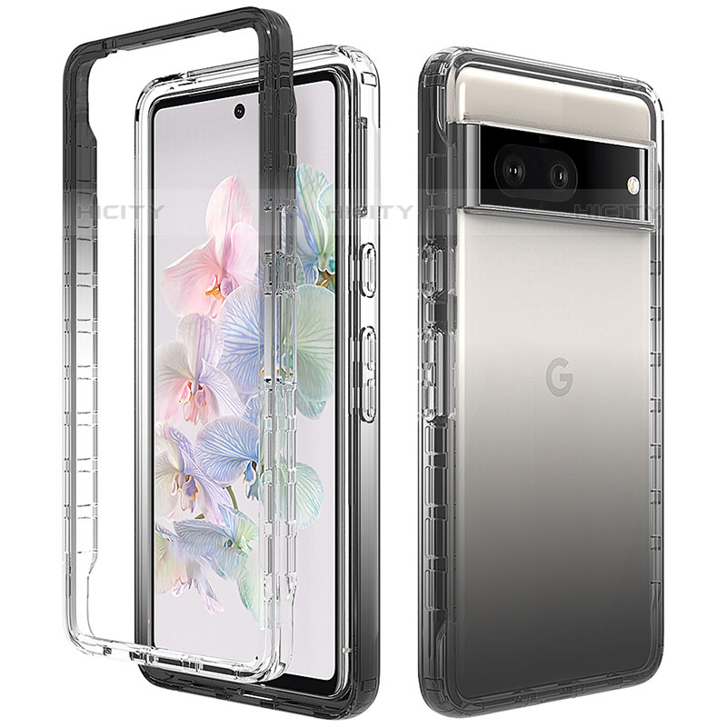 Coque Ultra Fine Transparente Souple Housse Etui 360 Degres Avant et Arriere Degrade JX1 pour Google Pixel 7 5G Noir Plus