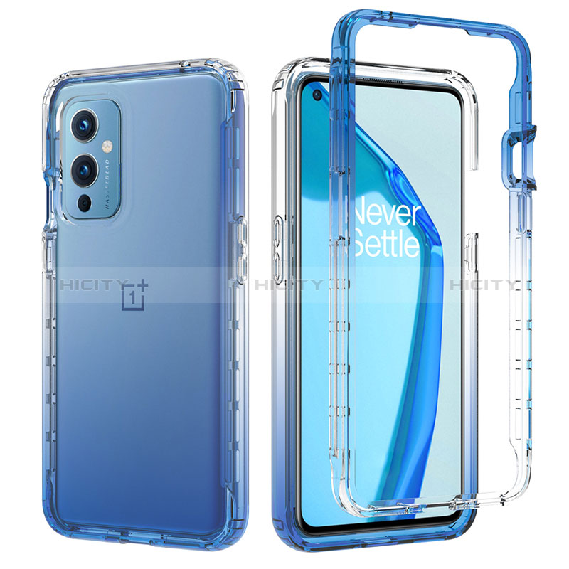 Coque Ultra Fine Transparente Souple Housse Etui 360 Degres Avant et Arriere Degrade JX1 pour OnePlus 9 5G Bleu Plus